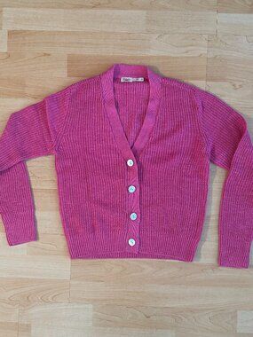 Faherty Miramar Linen Cardigan (Cone Flower/almost hot pink) size XS